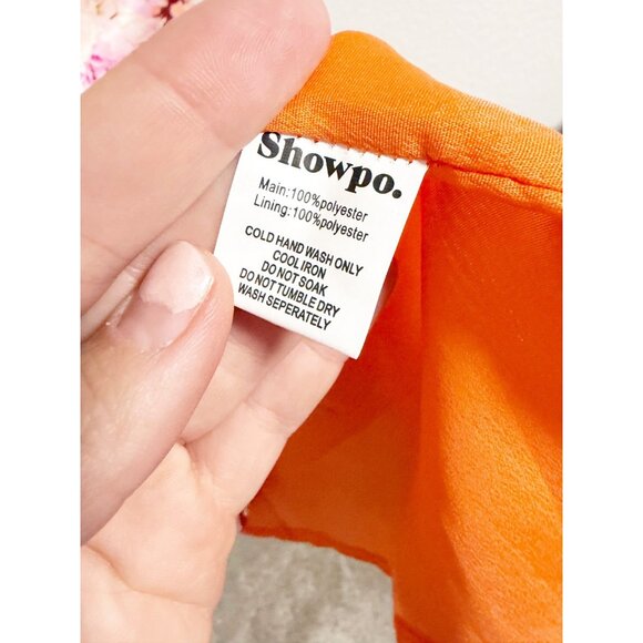Showpo Sipping On Margaritas Mini Dress In Atomic Tangerine Floral Satin Size 8 - Picture 5 of 8